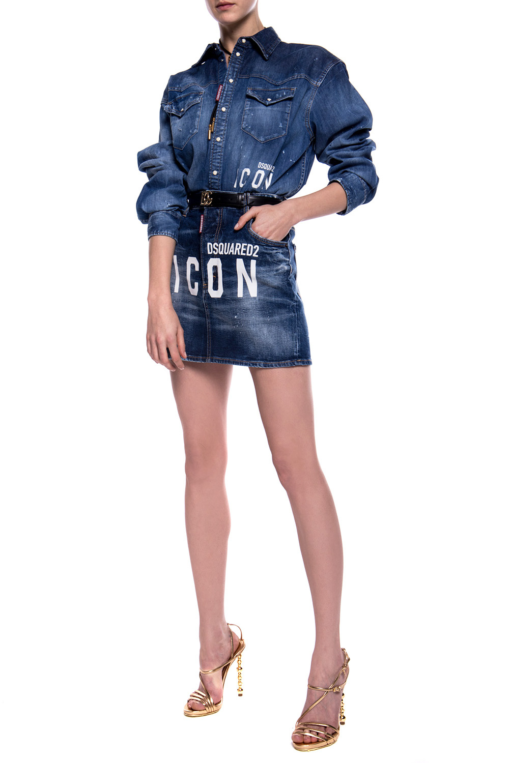 Dsquared2 Denim skirt with logo